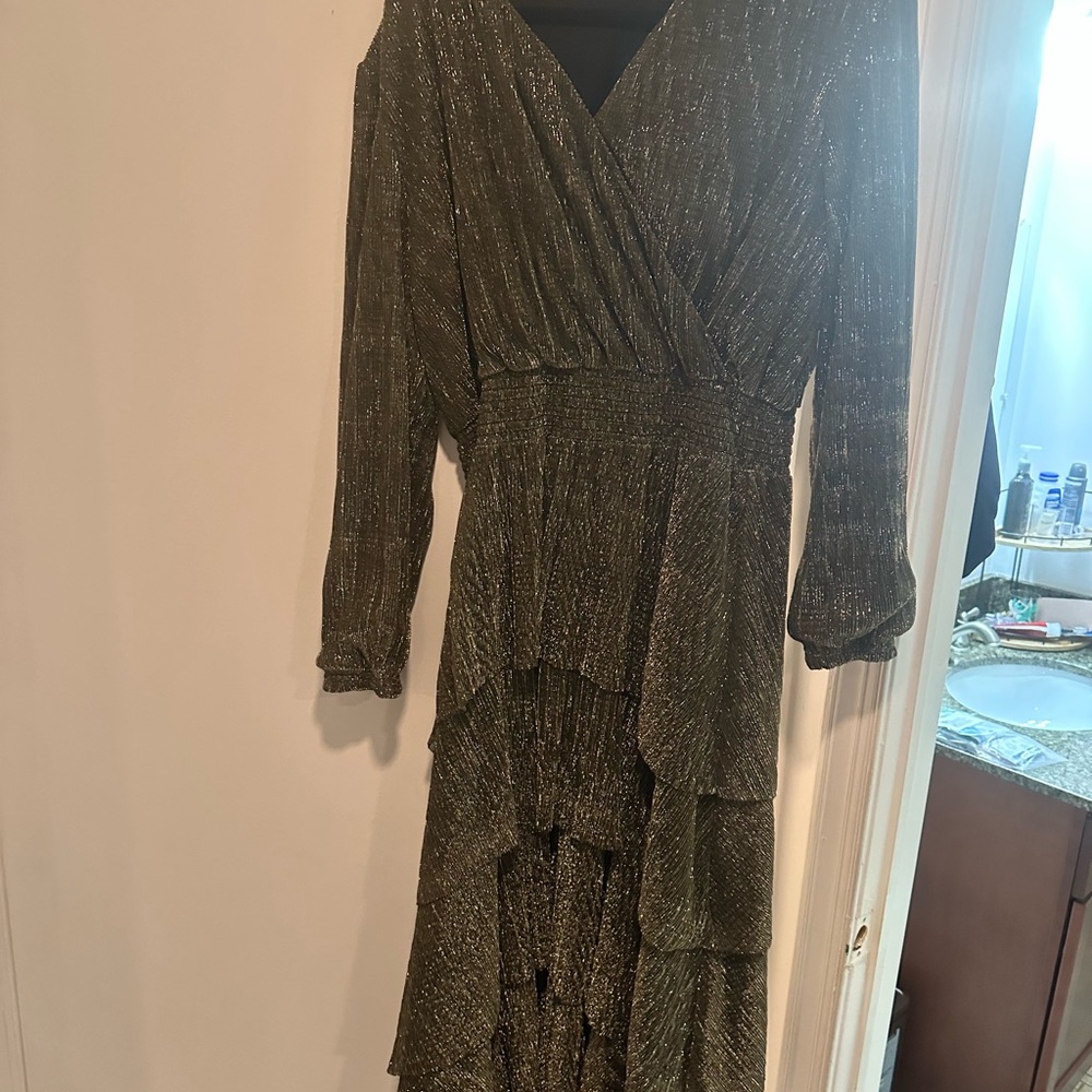 Elegant Metallic Green Women's Dress